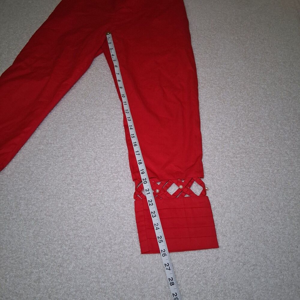 Red Dress Pants Pearl Women's Sz L Cutout Occasion Career Sophisticated - Picture 3 of 12